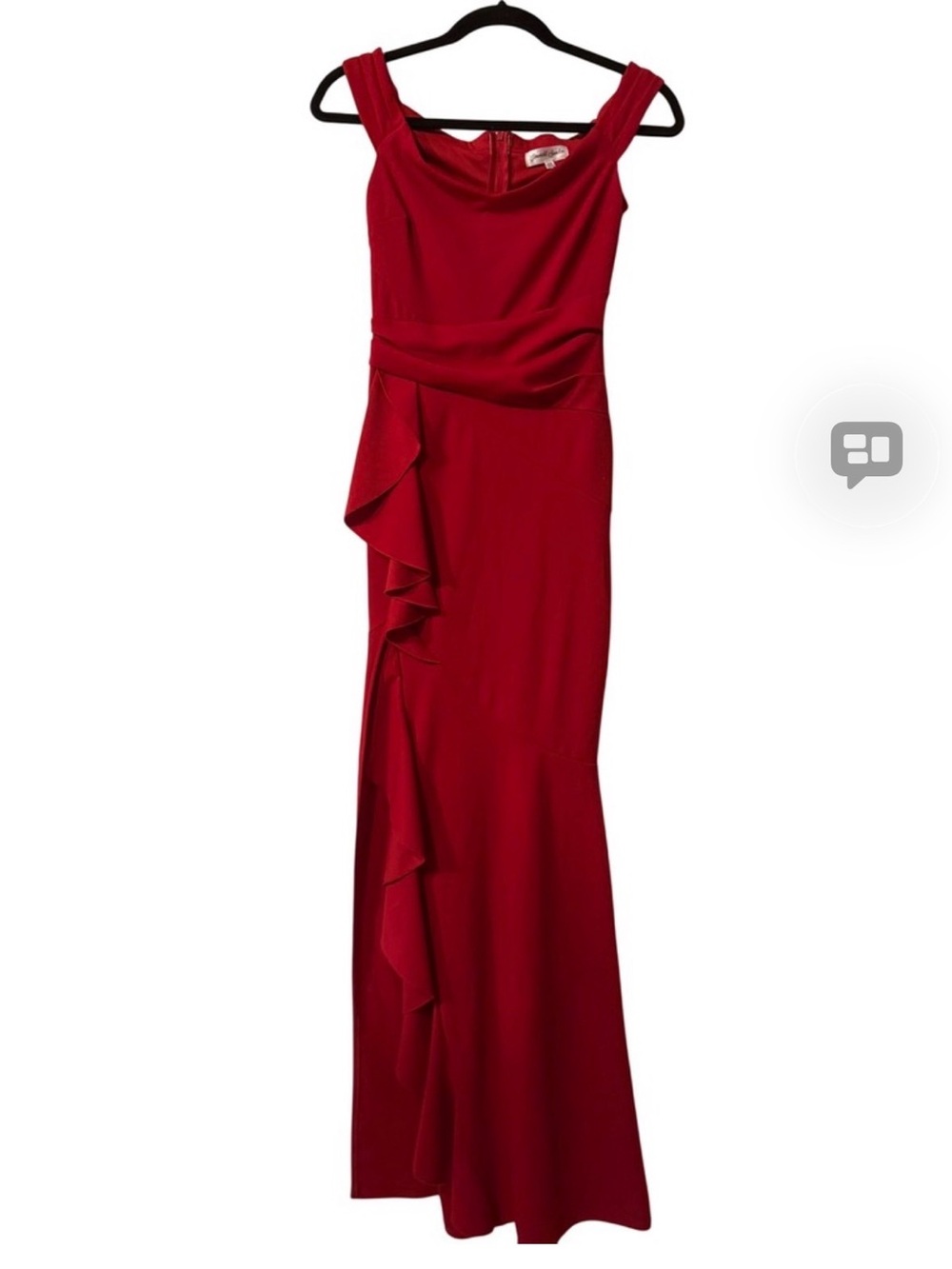 Emerald Sundae Red Ruffle-Accent Maxi Dress